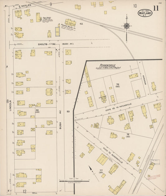 Sanborn Fire Insurance Map from Wayland, Steuben County, New York (1922), Sheet #0011 - Historic Sanborn Fire Insurance Map Print, vintage old map wall art, antique decor, genealogy gift, New York New York map