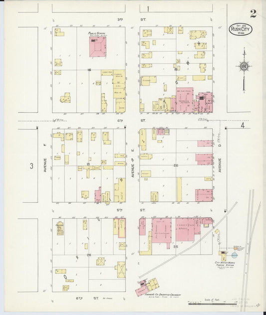 Sanborn Fire Insurance Map from Rush City, Chisago County, Minnesota (1912), Sheet #0002 - Historic Sanborn Fire Insurance Map Print, vintage old map wall art, antique decor, genealogy gift, Minnesota Minnesota map
