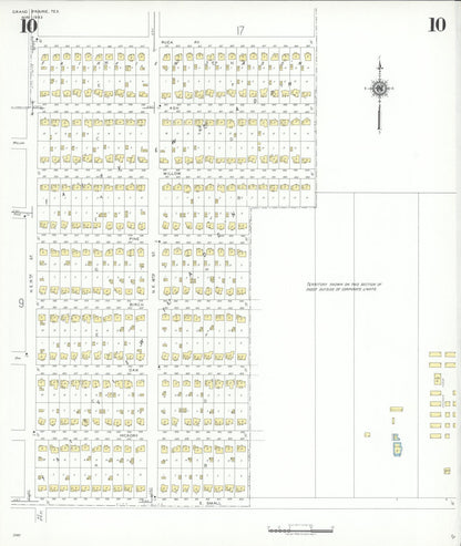 Sanborn Fire Insurance Map from Grand Prairie, Dallas County, Texas (1943), Sheet #0010 - Historic Sanborn Fire Insurance Map Print, vintage old map wall art, antique decor, genealogy gift, Texas Texas map