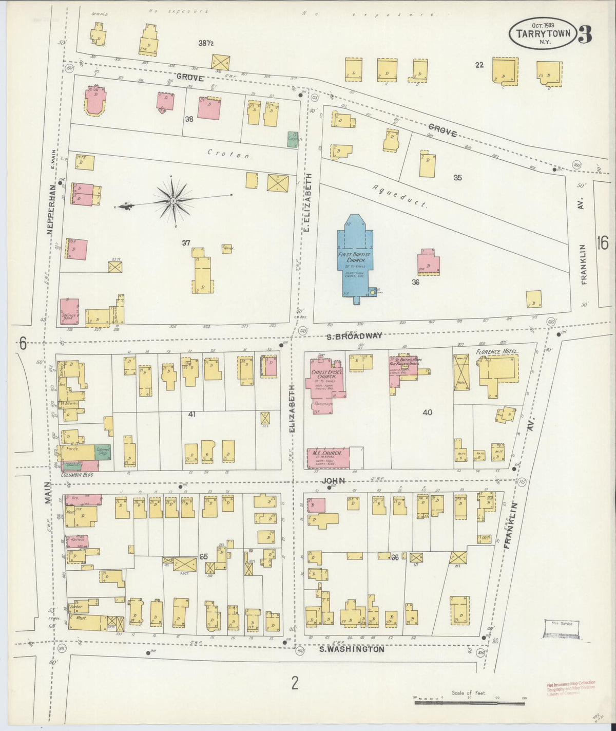 Sanborn Fire Insurance Map from Tarrytown, Westchester County, New York (1903), Sheet #0003 - Historic Sanborn Fire Insurance Map Print, vintage old map wall art, antique decor, genealogy gift, New York New York map