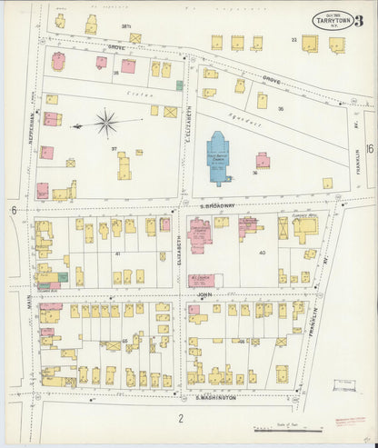 Sanborn Fire Insurance Map from Tarrytown, Westchester County, New York (1903), Sheet #0003 - Historic Sanborn Fire Insurance Map Print, vintage old map wall art, antique decor, genealogy gift, New York New York map