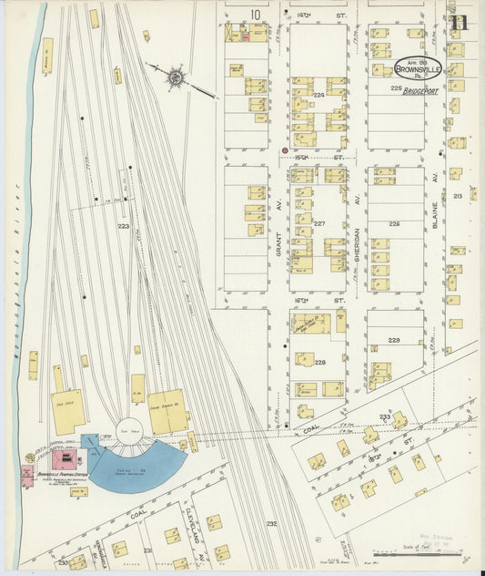 Sanborn Fire Insurance Map from Brownsville, Fayette County, Pennsylvania (1913), Sheet #0011 - Historic Sanborn Fire Insurance Map Print, vintage old map wall art, antique decor, genealogy gift, Pennsylvania Pennsylvania map