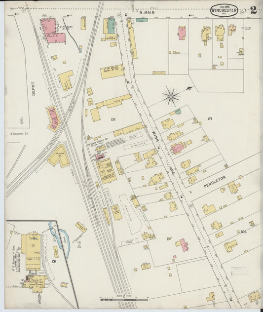Sanborn Fire Insurance Map from Winchester, Clark County, Kentucky (1895), Sheet #0002 - Historic Sanborn Fire Insurance Map Print, vintage old map wall art, antique decor, genealogy gift, Kentucky Kentucky map