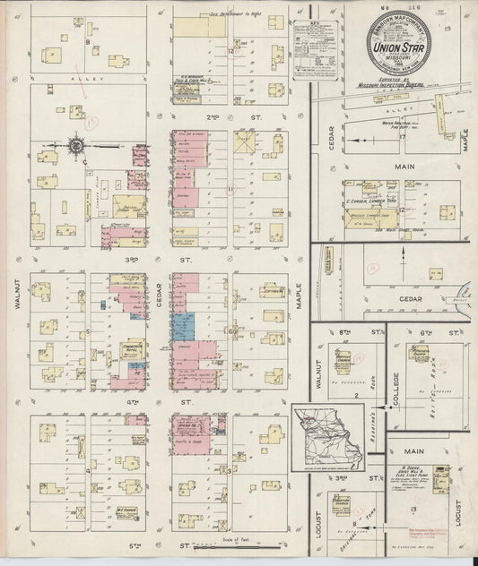Sanborn Fire Insurance Map from Union Star, DeKalb County, Missouri (1914), Sheet #0001 - Historic Sanborn Fire Insurance Map Print, vintage old map wall art, antique decor, genealogy gift, Missouri Missouri map