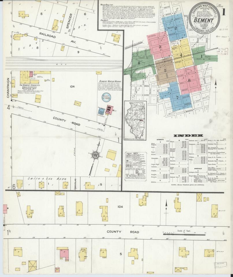 Sanborn Fire Insurance Map from Bement, Piatt County, Illinois. (1915) – Map View