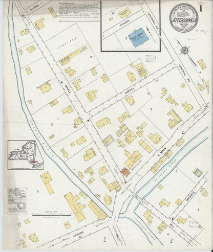 Sanborn Fire Insurance Map from Jeffersonville, Sullivan County, New York (1918), Sheet #0001 - Complete Map Set gallery image, historic Sanborn map, vintage wall art, New York New York