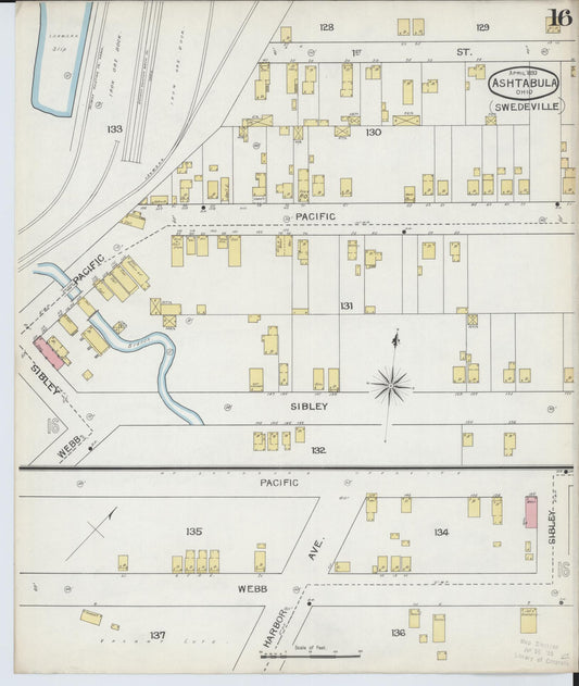 Sanborn Fire Insurance Map from Ashtabula, Ashtabula County, Ohio (1893), Sheet #0016 - Historic Sanborn Fire Insurance Map Print, vintage old map wall art, antique decor, genealogy gift, Ohio Ohio map