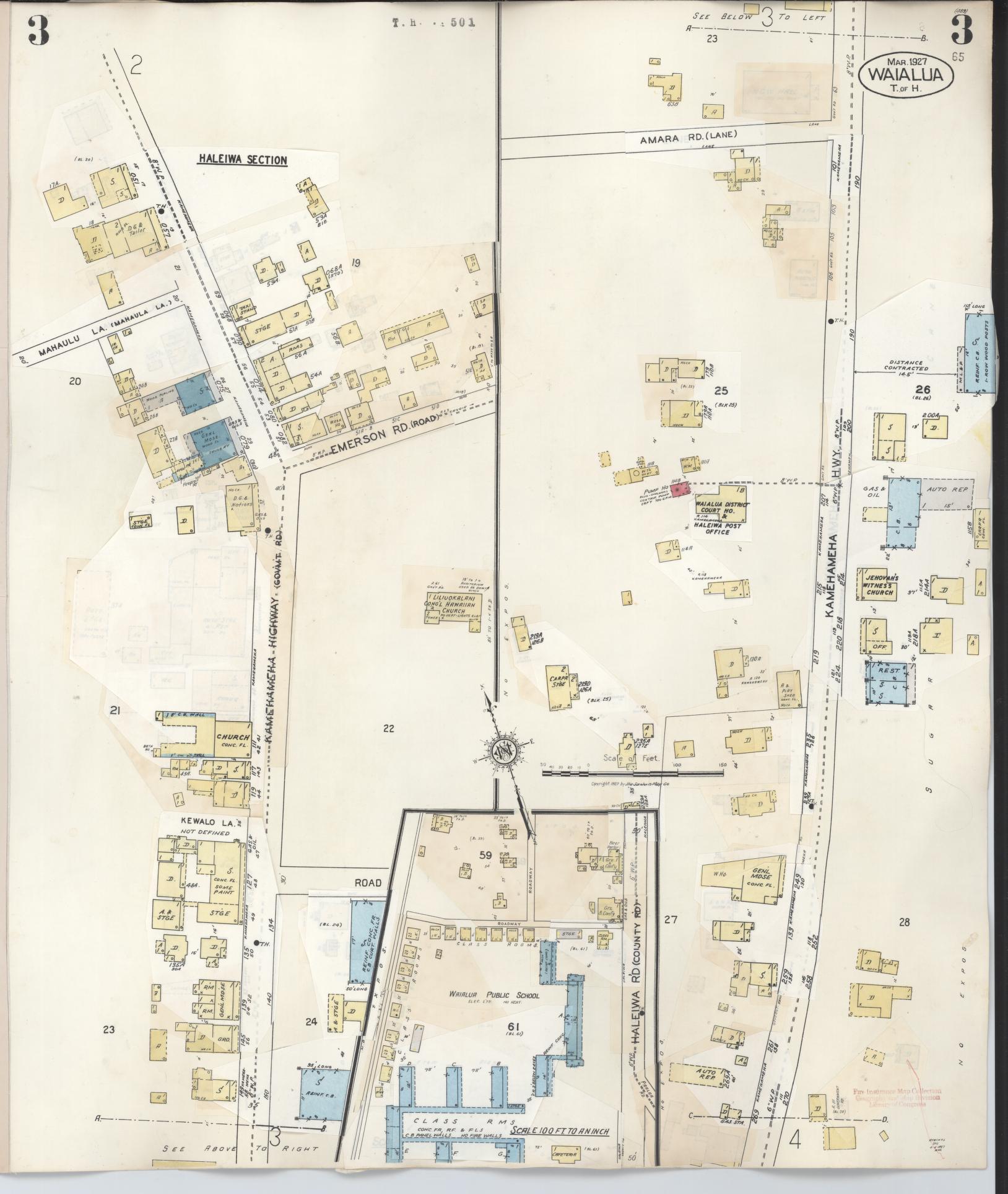 Sanborn Fire Insurance Map from Waialua, Honolulu County, Hawaii (1957), Sheet #0003 - Historic Sanborn Fire Insurance Map Print, vintage old map wall art, antique decor, genealogy gift, Hawaii Hawaii map