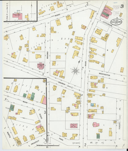 Sanborn Fire Insurance Map from Richmond, Macomb County, Michigan (1900), Sheet #0003 - Complete Map Set gallery image, historic Sanborn map, vintage wall art, Michigan Michigan