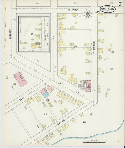 Sanborn Fire Insurance Map from Franklin, Venango County, Pennsylvania (1891), Sheet #0007 - Complete Map Set gallery image, historic Sanborn map, vintage wall art, Pennsylvania Pennsylvania