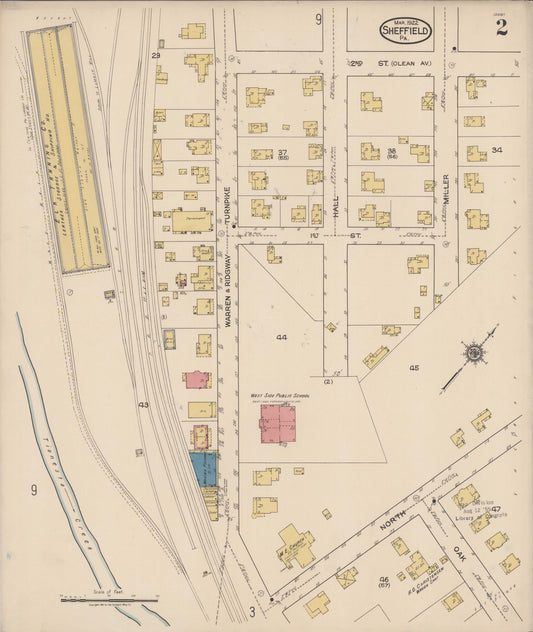 Sanborn Fire Insurance Map from Sheffield, Warren County, Pennsylvania (1922), Sheet #0002 - Historic Sanborn Fire Insurance Map Print, vintage old map wall art, antique decor, genealogy gift, Pennsylvania Pennsylvania map