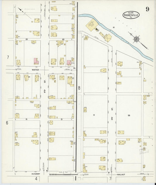 Sanborn Fire Insurance Map from Hughesville, Lycoming County, Pennsylvania (1912), Sheet #0009 - Historic Sanborn Fire Insurance Map Print, vintage old map wall art, antique decor, genealogy gift, Pennsylvania Pennsylvania map