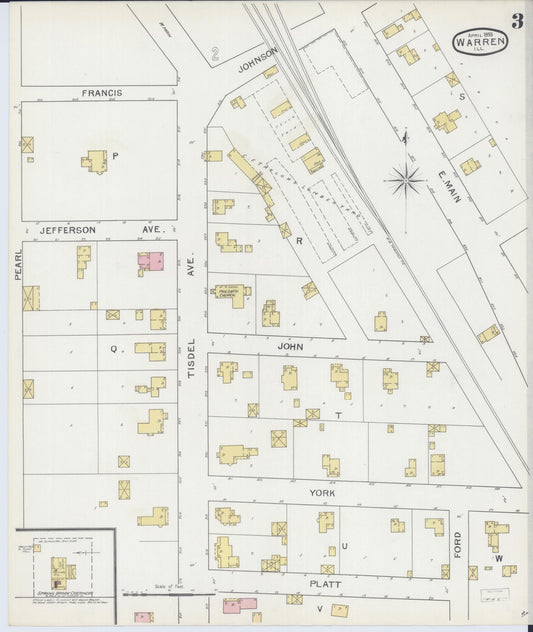 Sanborn Fire Insurance Map from Warren, Jo Daviess County, Illinois (1893), Sheet #0003 - Historic Sanborn Fire Insurance Map Print, vintage old map wall art, antique decor, genealogy gift, Illinois Illinois map