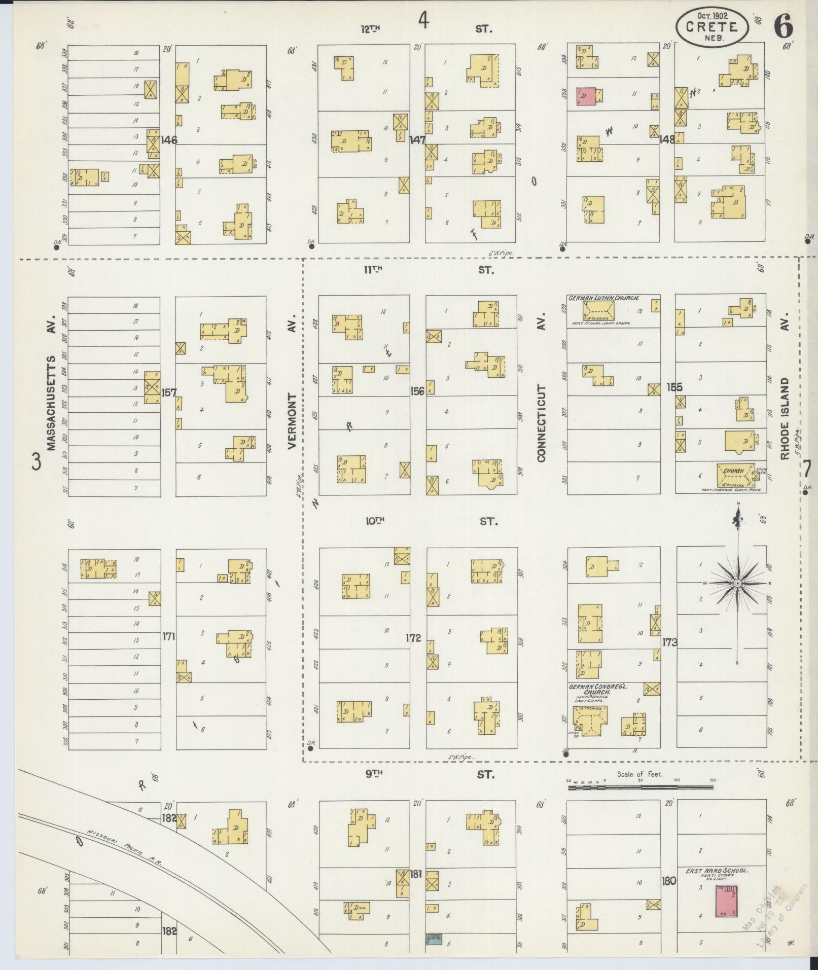 Sanborn Fire Insurance Map from Crete, Saline County, Nebraska (1902), Sheet #0006 - Complete Map Set gallery image, historic Sanborn map, vintage wall art, Nebraska Nebraska