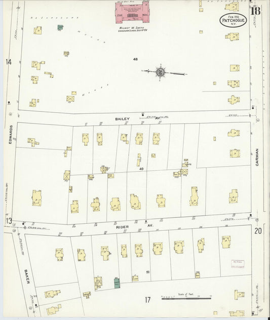 Sanborn Fire Insurance Map from Patchogue, Suffolk County, New York (1910), Sheet #0018 - Historic Sanborn Fire Insurance Map Print, vintage old map wall art, antique decor, genealogy gift, New York New York map