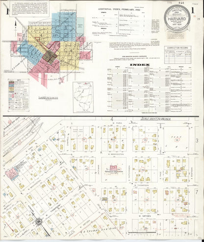 Sanborn Fire Insurance Map from Harvard, McHenry County, Illinois (1953), Sheet #0001 - Historic Sanborn Fire Insurance Map Print, vintage old map wall art, antique decor, genealogy gift, Illinois Illinois map