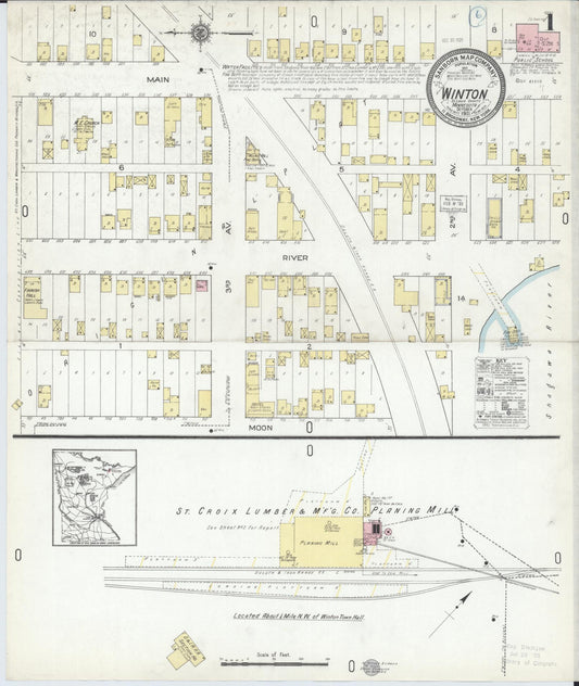 Sanborn Fire Insurance Map from Winton, Saint Louis County, Minnesota (1921), Sheet #0001 - Historic Sanborn Fire Insurance Map Print, vintage old map wall art, antique decor, genealogy gift, Minnesota Minnesota map