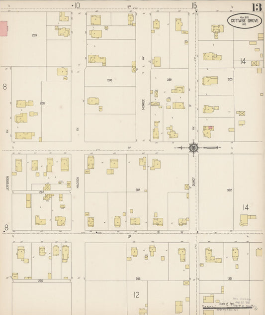 Sanborn Fire Insurance Map from Cottage Grove, Lane County, Oregon (1920), Sheet #0013 - Historic Sanborn Fire Insurance Map Print, vintage old map wall art, antique decor, genealogy gift, Oregon Oregon map