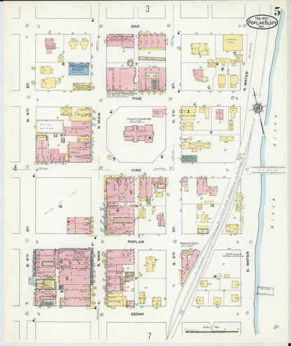 Sanborn Fire Insurance Map from Poplar Bluff, Butler County, Missouri (1910), Sheet #0005 - Complete Map Set gallery image, historic Sanborn map, vintage wall art, Missouri Missouri