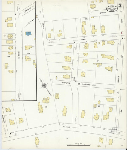 Sanborn Fire Insurance Map from Palmer, Hampden County, Massachusetts (1911), Sheet #0003 - Complete Map Set gallery image, historic Sanborn map, vintage wall art, Massachusetts Massachusetts