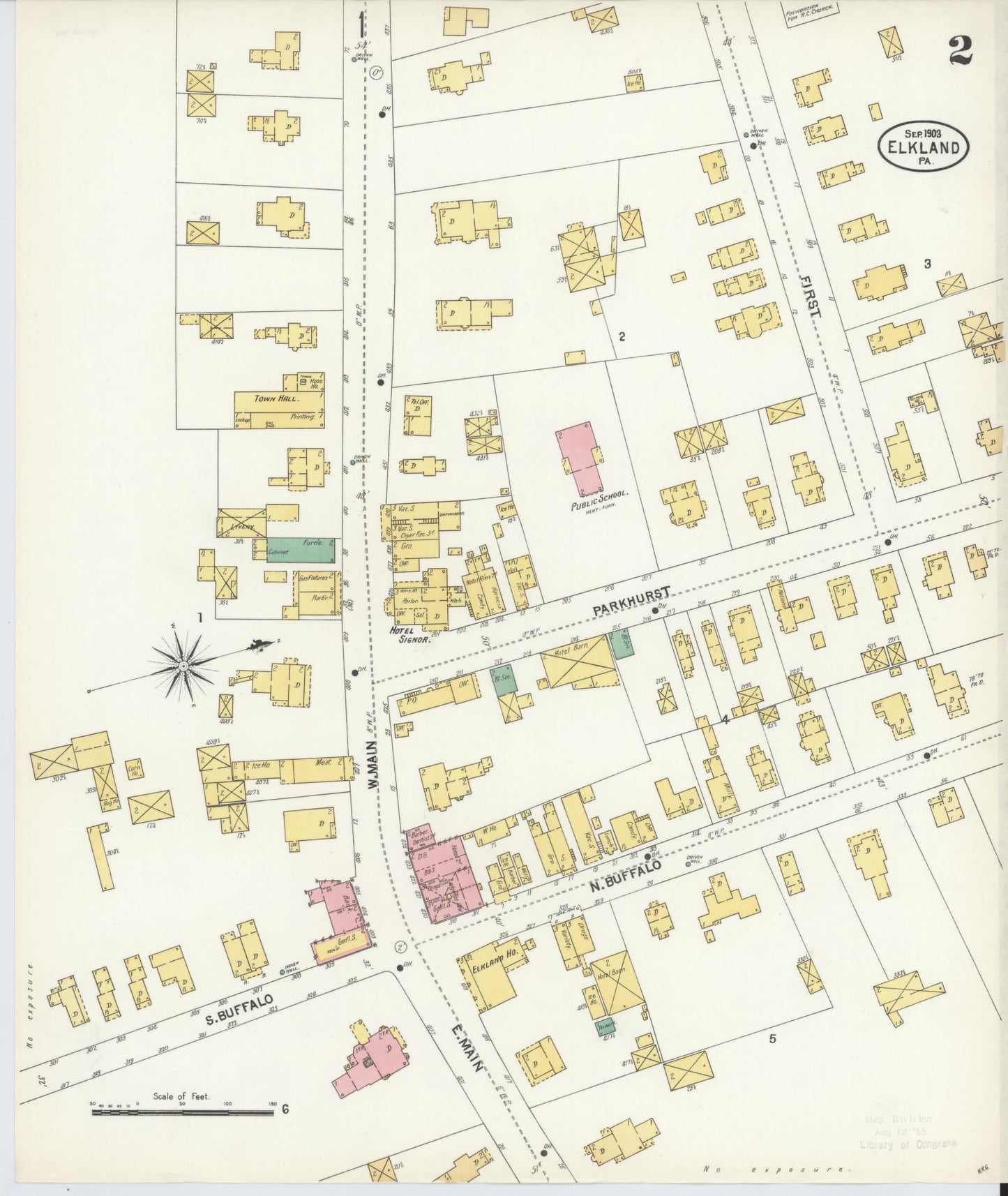 Sanborn Fire Insurance Map from Elkland, Tioga County, Pennsylvania (1903), Sheet #0002 - Historic Sanborn Fire Insurance Map Print, vintage old map wall art, antique decor, genealogy gift, Pennsylvania Pennsylvania map