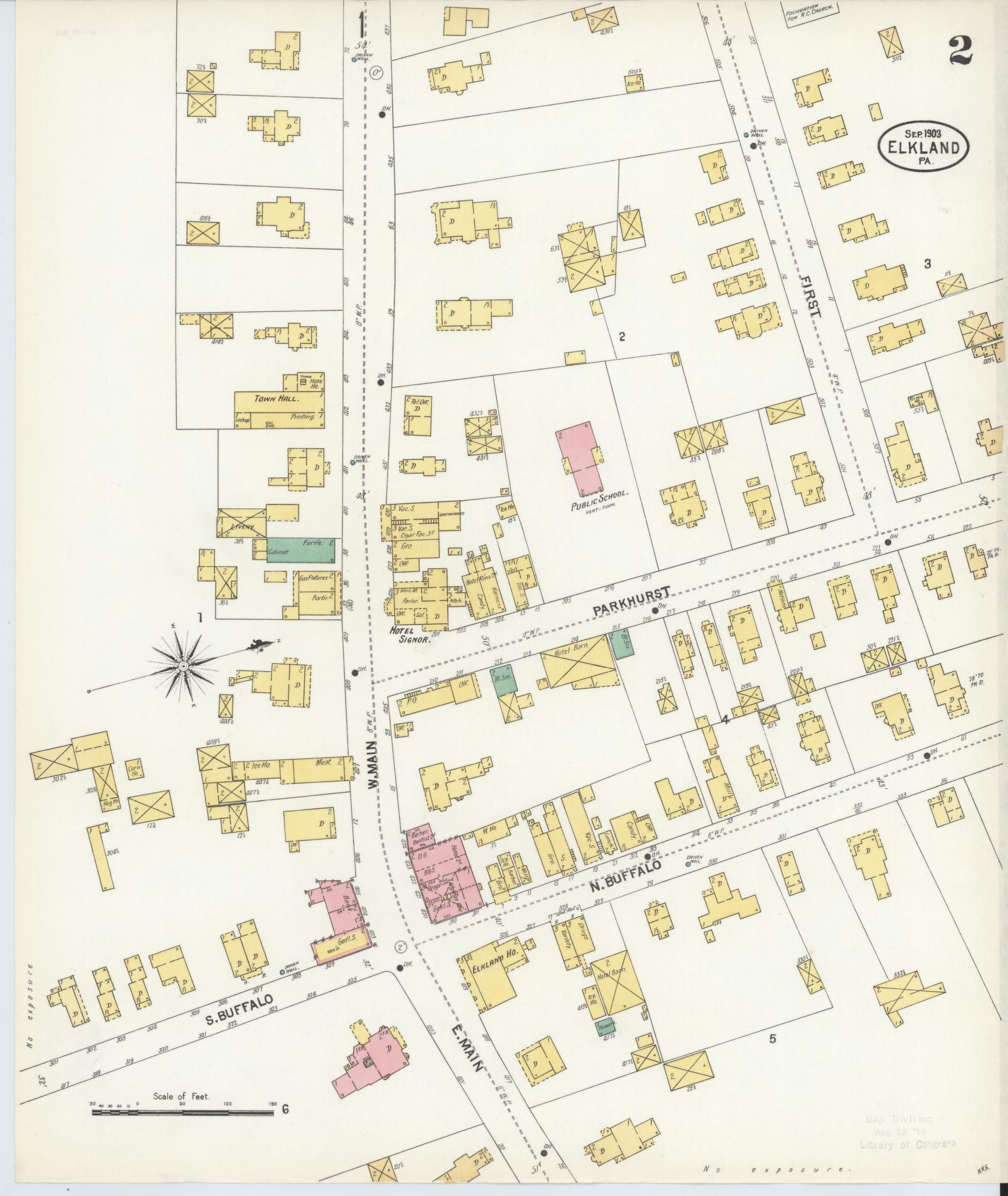 Sanborn Fire Insurance Map from Elkland, Tioga County, Pennsylvania (1903), Sheet #0002 - Historic Sanborn Fire Insurance Map Print, vintage old map wall art, antique decor, genealogy gift, Pennsylvania Pennsylvania map