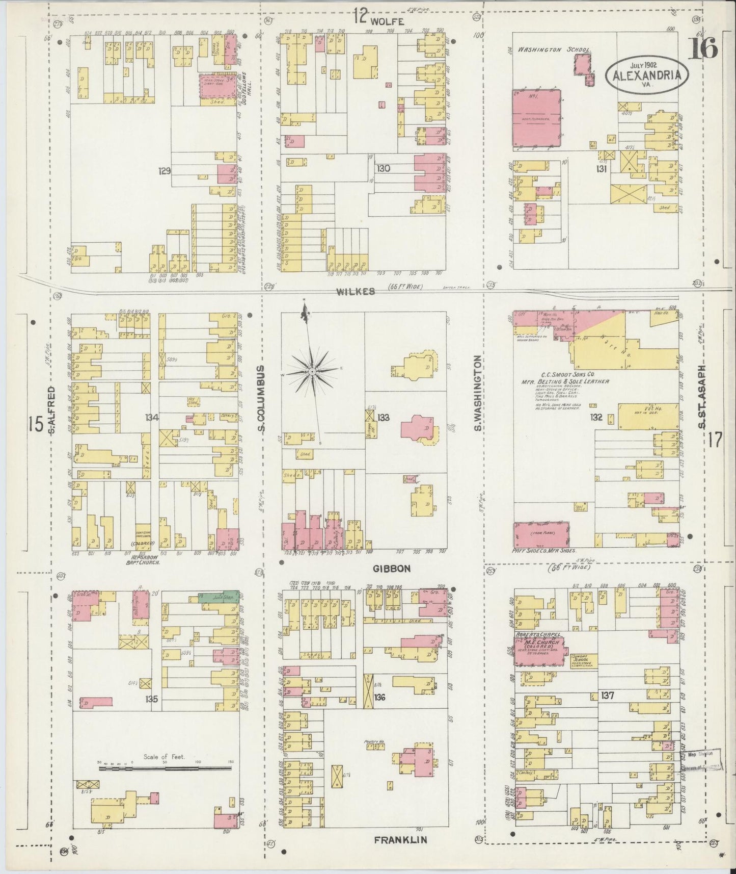 Sanborn Fire Insurance Map from Alexandria, Independent Cities, Virginia (1902), Sheet #0016 - Complete Map Set gallery image, historic Sanborn map, vintage wall art, Virginia Virginia