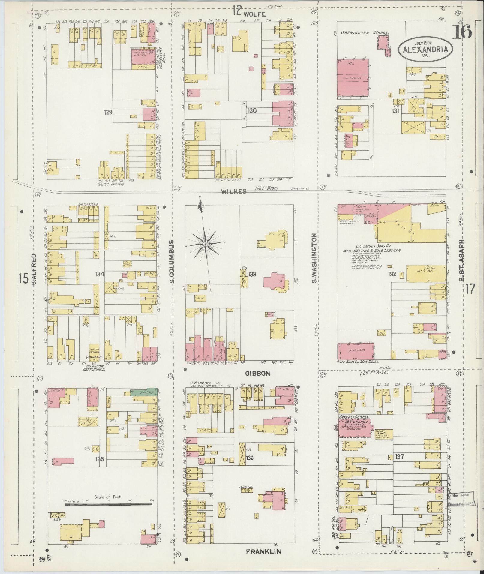 Sanborn Fire Insurance Map from Alexandria, Independent Cities, Virginia (1902), Sheet #0016 - Complete Map Set gallery image, historic Sanborn map, vintage wall art, Virginia Virginia