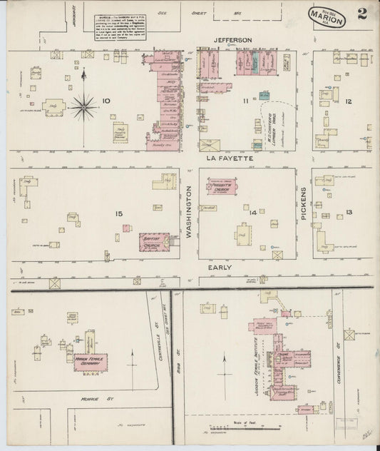 Sanborn Fire Insurance Map from Marion, Perry County, Alabama (1884), Sheet #0002 - Historic Sanborn Fire Insurance Map Print, vintage old map wall art, antique decor, genealogy gift, Alabama Alabama map
