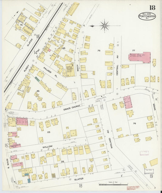 Sanborn Fire Insurance Map from Port Chester, Westchester County, New York (1908), Sheet #0018 - Historic Sanborn Fire Insurance Map Print, vintage old map wall art, antique decor, genealogy gift, New York New York map