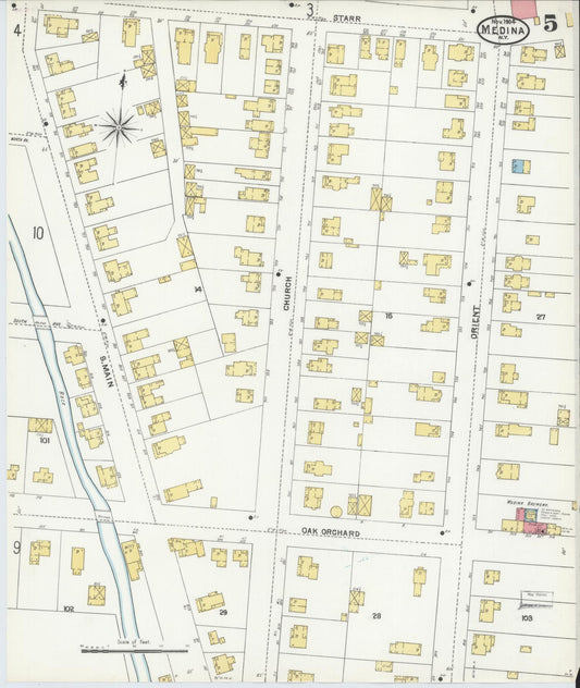 Sanborn Fire Insurance Map from Medina, Orleans County, New York (1904), Sheet #0005 - Historic Sanborn Fire Insurance Map Print, vintage old map wall art, antique decor, genealogy gift, New York New York map