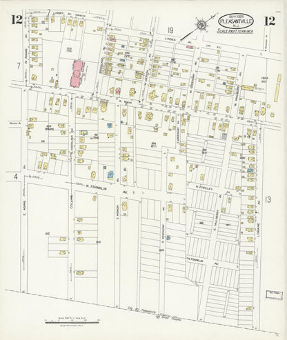 Sanborn Fire Insurance Map from Pleasantville, Atlantic County, New Jersey (1924), Sheet #0012 - Complete Map Set gallery image, historic Sanborn map, vintage wall art, New Jersey New Jersey