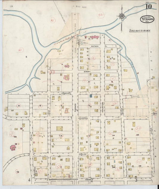 Sanborn Fire Insurance Map from Strawn, Palo Pinto County, Texas (1944), Sheet #0010 - Historic Sanborn Fire Insurance Map Print, vintage old map wall art, antique decor, genealogy gift, Texas Texas map