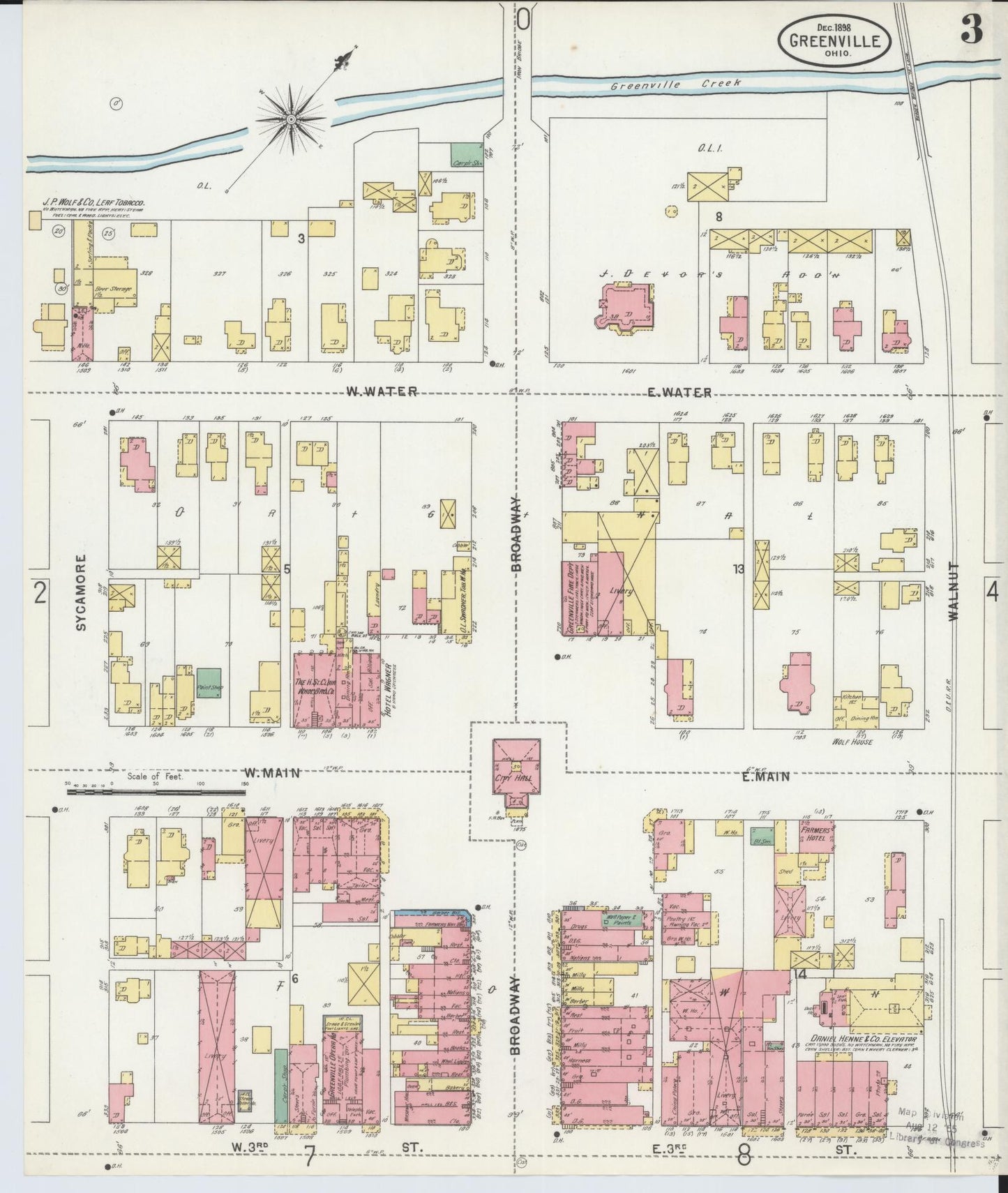 Sanborn Fire Insurance Map from Greenville, Darke County, Ohio (1898), Sheet #0003 - Complete Map Set gallery image, historic Sanborn map, vintage wall art, Ohio Ohio