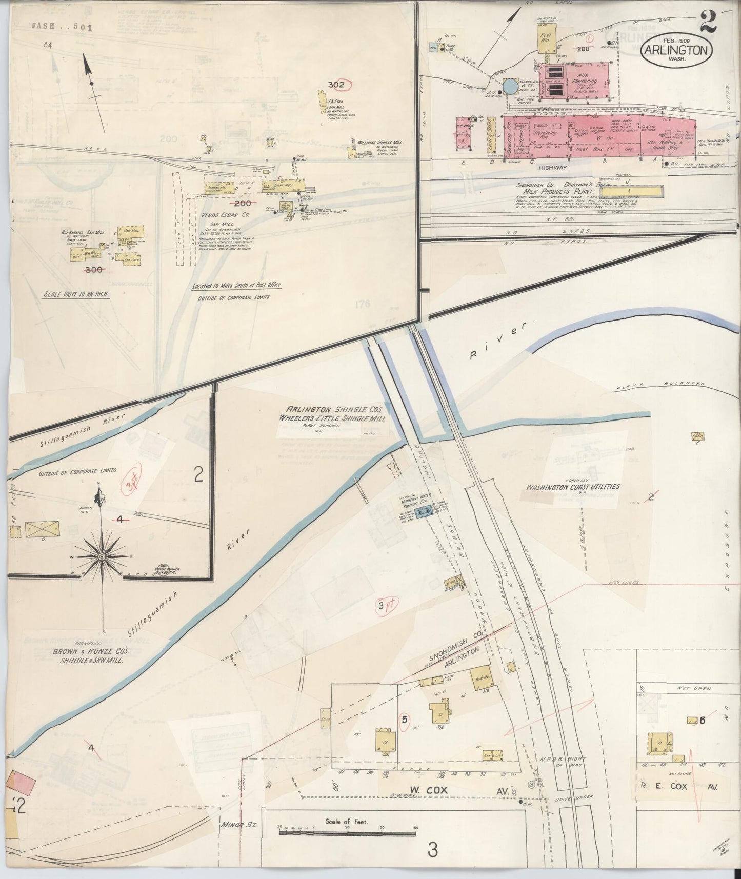 Sanborn Fire Insurance Map from Arlington, Snohomish County, Washington (1940), Sheet #0002 - Historic Sanborn Fire Insurance Map Print, vintage old map wall art, antique decor, genealogy gift, Washington Washington map
