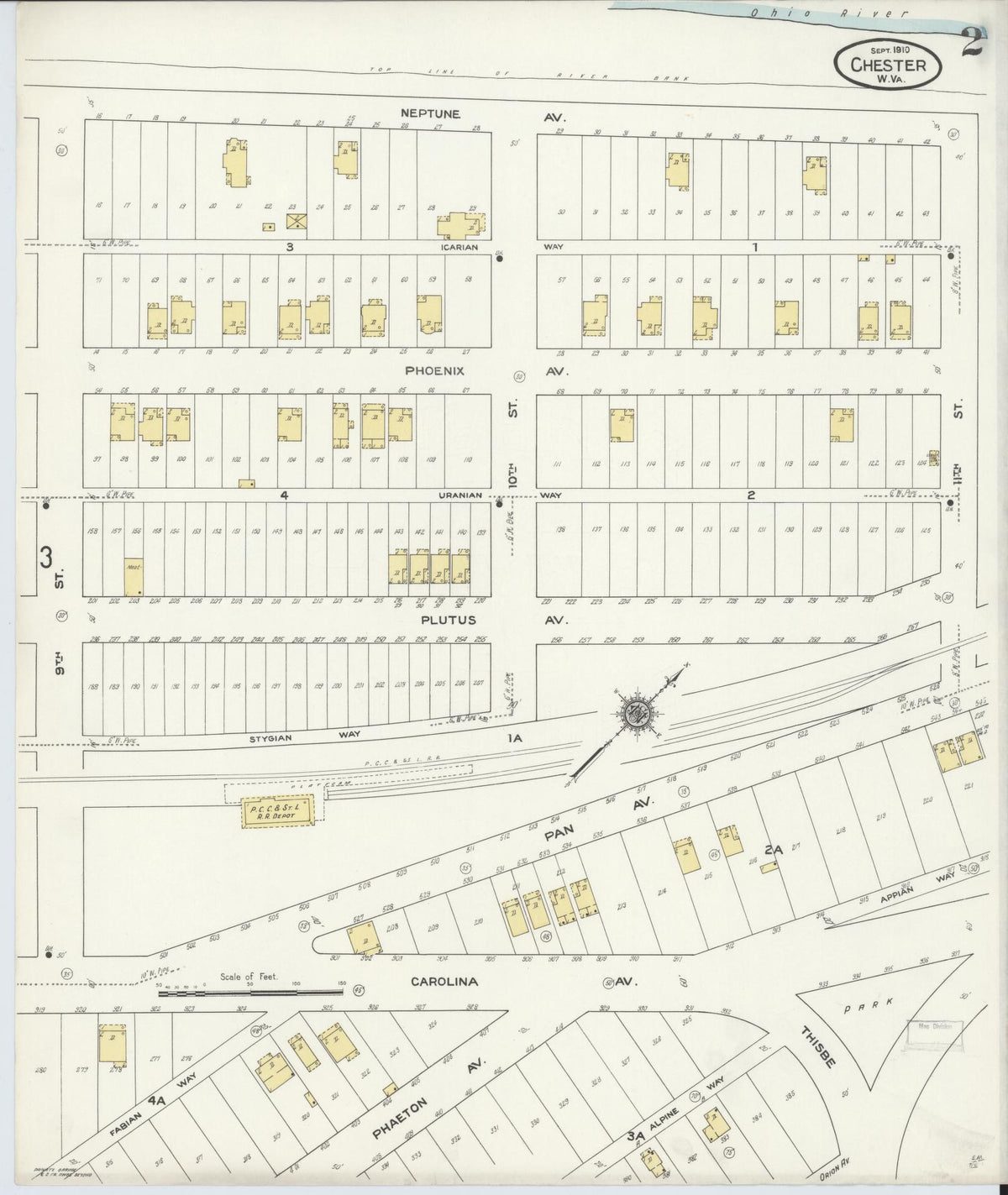 Sanborn Fire Insurance Map from Chester, Hancock County, West Virginia (1910), Sheet #0002 - Complete Map Set gallery image, historic Sanborn map, vintage wall art, West Virginia West Virginia