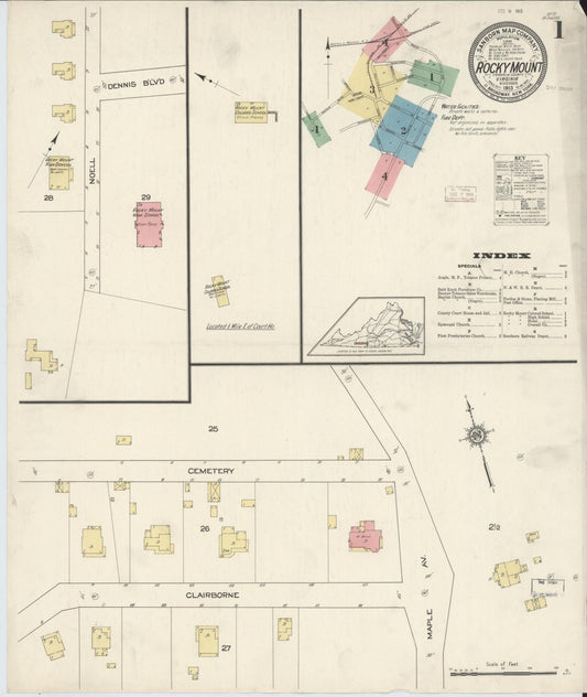 Sanborn Fire Insurance Map from Rocky Mount, Franklin County, Virginia. (1913) – Historic Sanborn Fire Insurance Map Print