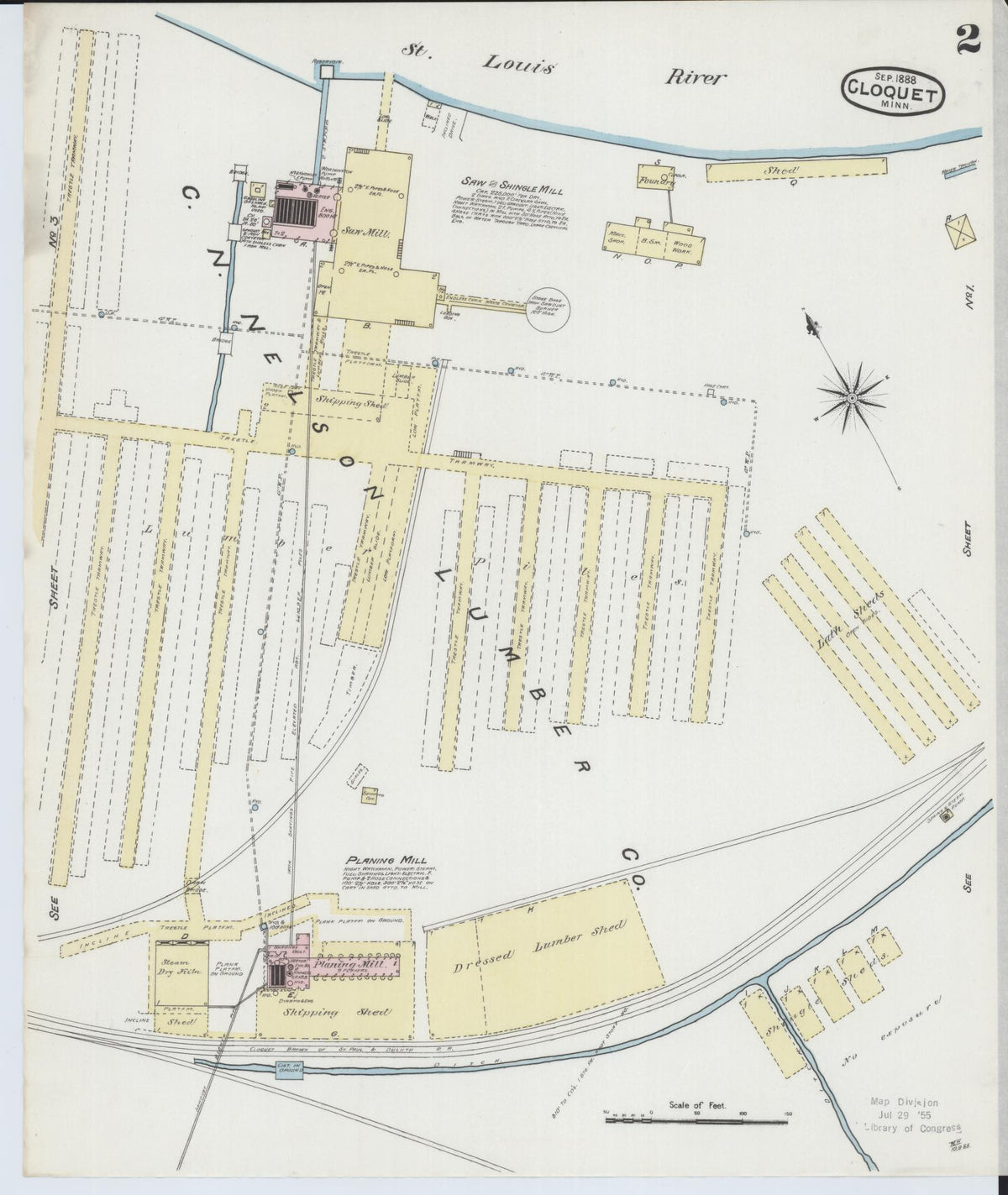 Sanborn Fire Insurance Map from Cloquet, Carlton County, Minnesota (1888), Sheet #0002 - Complete Map Set gallery image, historic Sanborn map, vintage wall art, Minnesota Minnesota