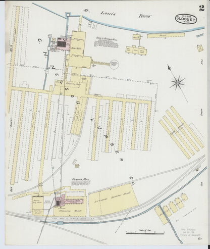 Sanborn Fire Insurance Map from Cloquet, Carlton County, Minnesota (1888), Sheet #0002 - Complete Map Set gallery image, historic Sanborn map, vintage wall art, Minnesota Minnesota