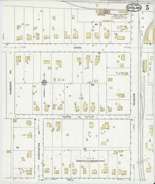 Sanborn Fire Insurance Map from Goodland, Newton County, Indiana (1921), Sheet #0005 - Historic Sanborn Fire Insurance Map Print, vintage old map wall art, antique decor, genealogy gift, Indiana Indiana map
