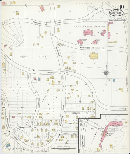 Sanborn Fire Insurance Map from Lake Forest, Lake County, Illinois (1917), Sheet #0010 - Complete Map Set gallery image, historic Sanborn map, vintage wall art, Illinois Illinois