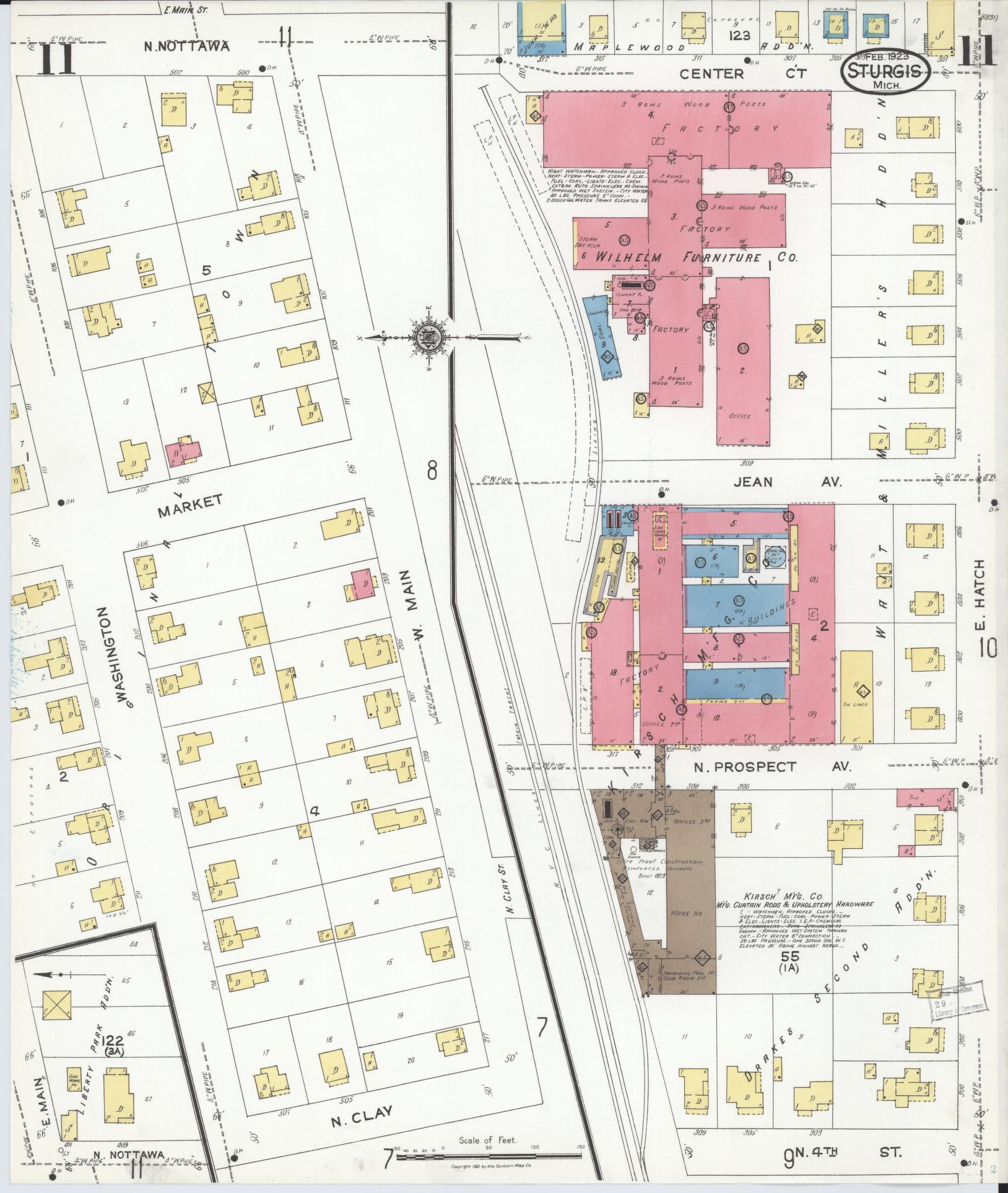 Sanborn Fire Insurance Map from Sturgis, Saint Joseph County, Michigan (1923), Sheet #0011 - Complete Map Set gallery image, historic Sanborn map, vintage wall art, Michigan Michigan