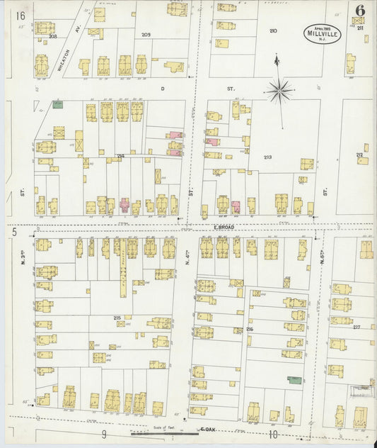Sanborn Fire Insurance Map from Millville, Cumberland County, New Jersey (1903), Sheet #0006 - Historic Sanborn Fire Insurance Map Print, vintage old map wall art, antique decor, genealogy gift, New Jersey New Jersey map