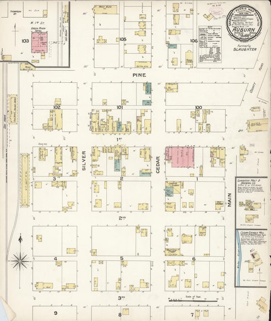 Sanborn Fire Insurance Map from Auburn [see also Slaughter], King County, Washington (1894), Sheet #0001 - Historic Sanborn Fire Insurance Map Print, vintage old map wall art, antique decor, genealogy gift, Washington Washington map