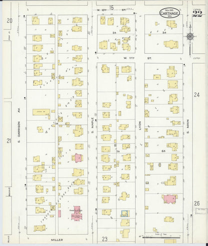 Sanborn Fire Insurance Map from Carthage, Jasper County, Missouri (1915), Sheet #0022 - Complete Map Set gallery image, historic Sanborn map, vintage wall art, Missouri Missouri
