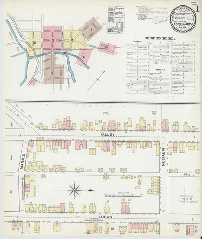 Sanborn Fire Insurance Map from Lewistown, Mifflin County, Pennsylvania (1891), Sheet #0001 - Historic Sanborn Fire Insurance Map Print, vintage old map wall art, antique decor, genealogy gift, Pennsylvania Pennsylvania map