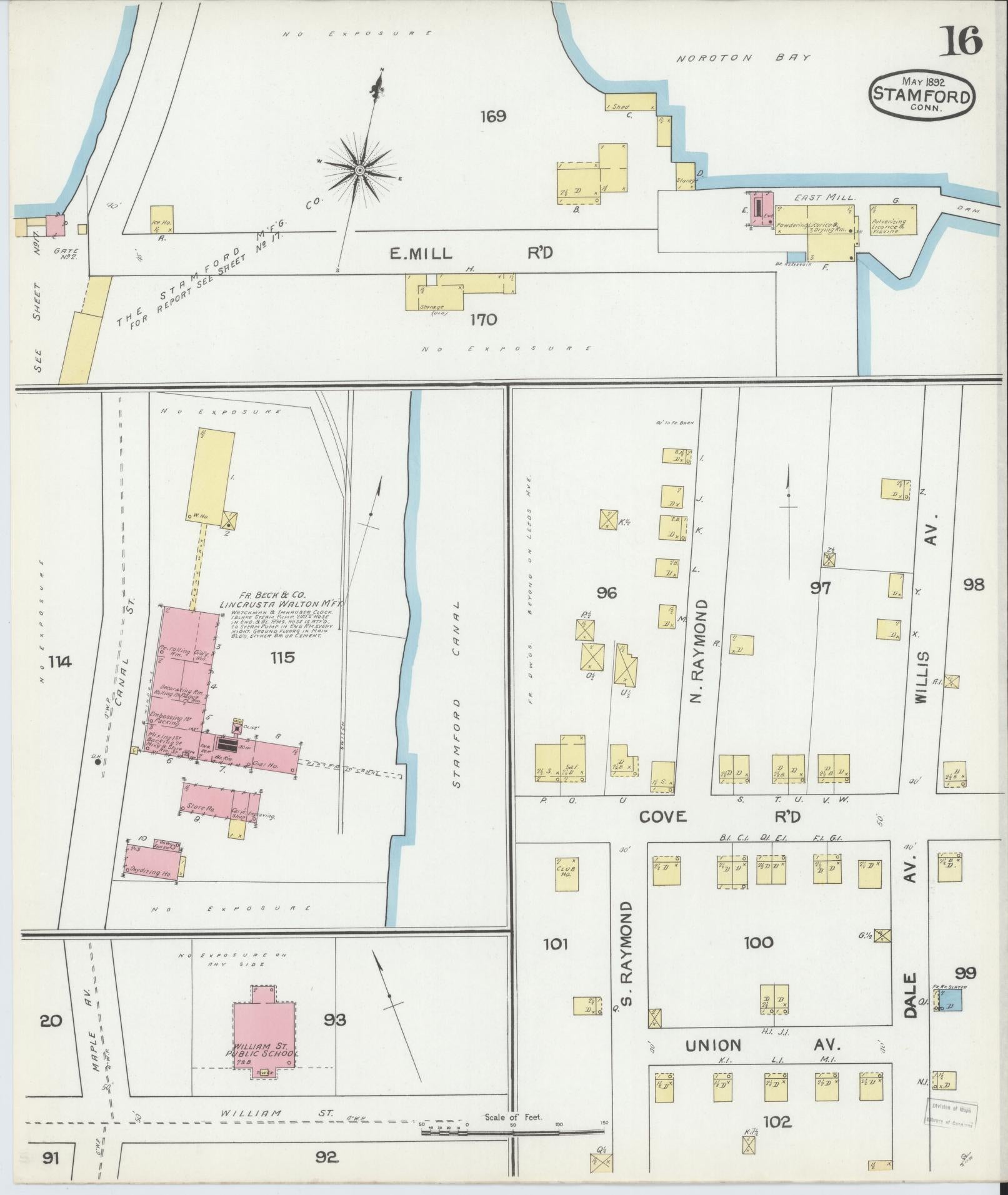 Sanborn Fire Insurance Map from Stamford, Fairfield County, Connecticut (1892), Sheet #0016 - Complete Map Set gallery image, historic Sanborn map, vintage wall art, Connecticut Connecticut