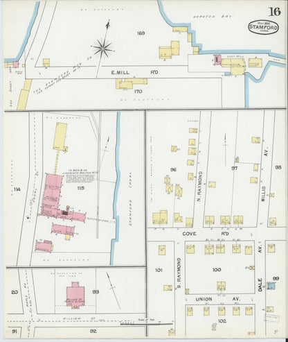 Sanborn Fire Insurance Map from Stamford, Fairfield County, Connecticut (1892), Sheet #0016 - Complete Map Set gallery image, historic Sanborn map, vintage wall art, Connecticut Connecticut