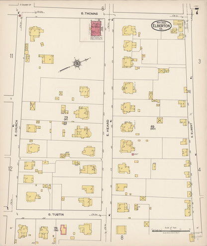 Sanborn Fire Insurance Map from Elberton, Elbert County, Georgia (1922), Sheet #0007 - Complete Map Set gallery image, historic Sanborn map, vintage wall art, Georgia Georgia