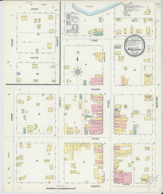 Sanborn Fire Insurance Map from Madison, Madison County, Nebraska (1897), Sheet #0001 - Historic Sanborn Fire Insurance Map Print, vintage old map wall art, antique decor, genealogy gift, Nebraska Nebraska map